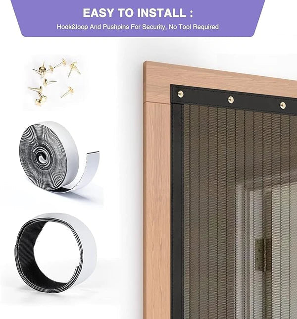 Magnetic Mosquito Door Curtain – Foldable Mesh Screen with 80+ Magnets | Made in India